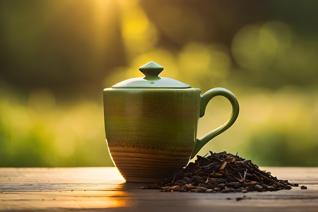 a teapot with the words quot coffee quot on it