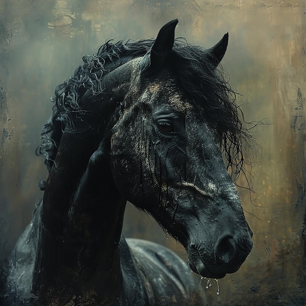 Tearful Black Horse A Symbol of Emotion and Strength