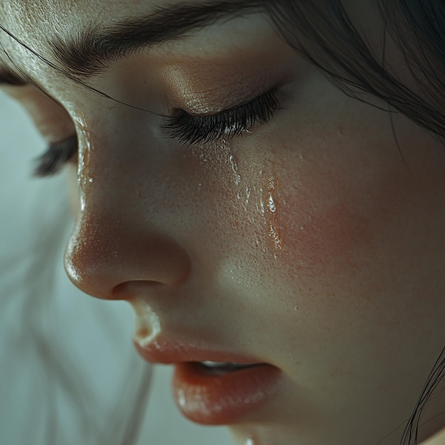 Tearful Emotions CloseUp of a Tear Rolling Down