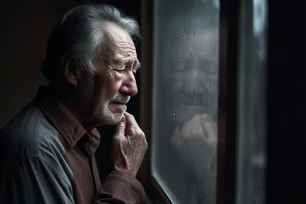 The Tearful Man A Senior Standing in Solitude Amidst the Landscape