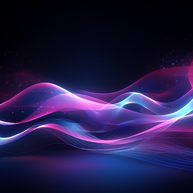 tech background with neon waves