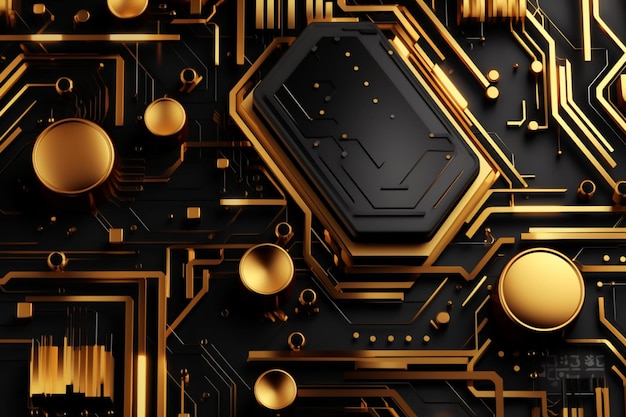 tech style with gold and black colors