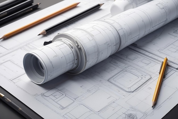 Photo technical drawing illustration mockup