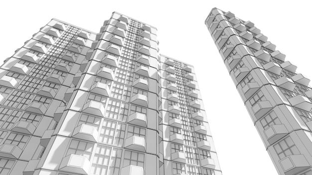 Technical project of the city Drawing of skyscrapers buildings