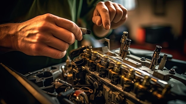 Technician checking the car photo realistic illustration