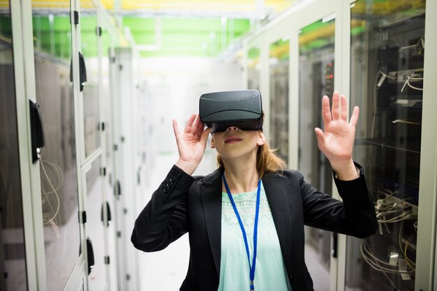 Photo technician using virtual reality headset