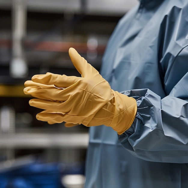 Photo a technician wearing cutresistant gloves