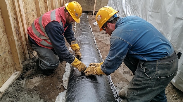 Technicians Preparing a ResinImpregnated Felt Liner for Installation