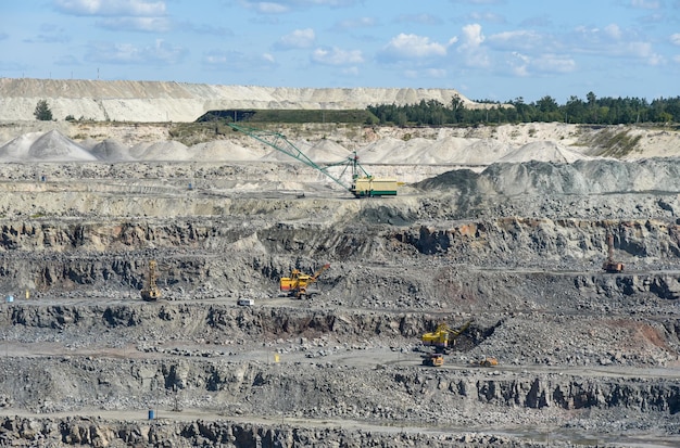 Technique works in a large mining quarry