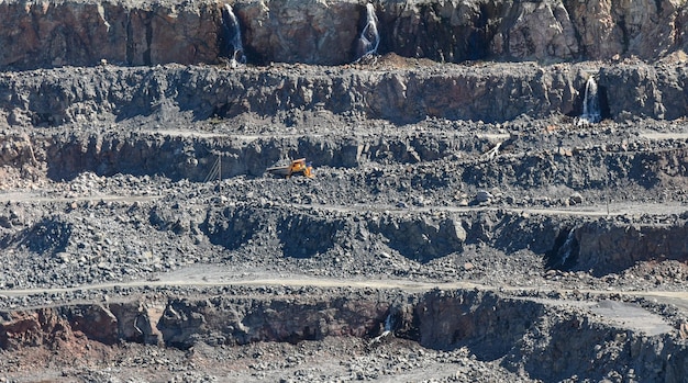 Technique works in a large mining quarry