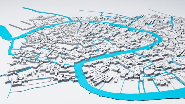 Techno mega city, 3d rendering