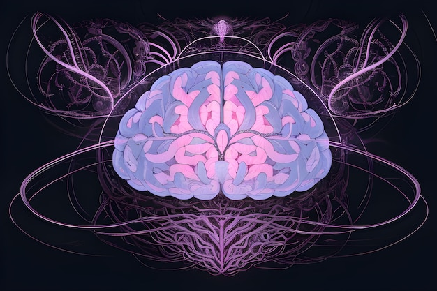 Technological abstract illustration of the human brain