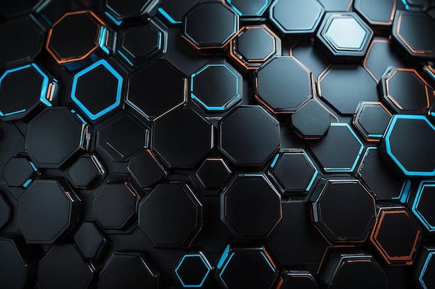 Technological hexagonal background in dark colors