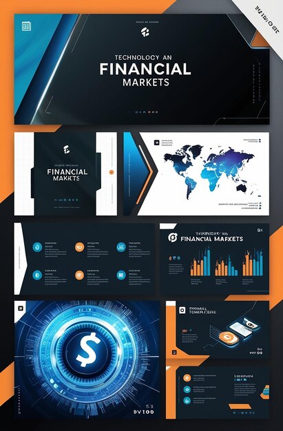 Photo technology and financial markets professional template