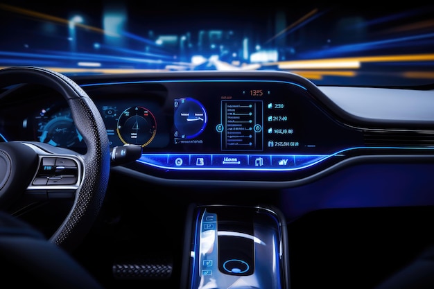 Technology on a new car dashboard