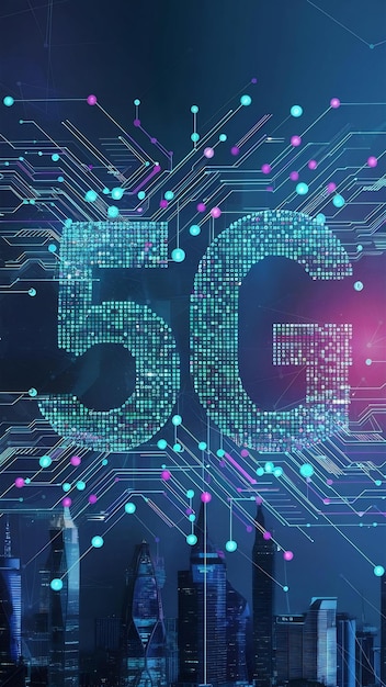 Photo technology particle dots 5g digital corporate background