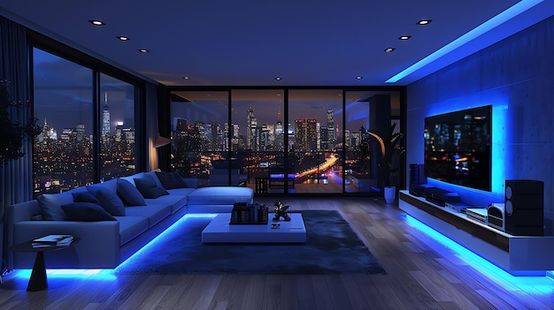 Technology Smart home with connected devices and digital icons Glowing house with symbolism