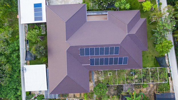 Technology solar cell Solar cell on the roof of a residential house modern technology clean technology from solar energy