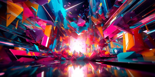 Technologythemed wallpaper with vibrant colors and geometric shapes Generative AI