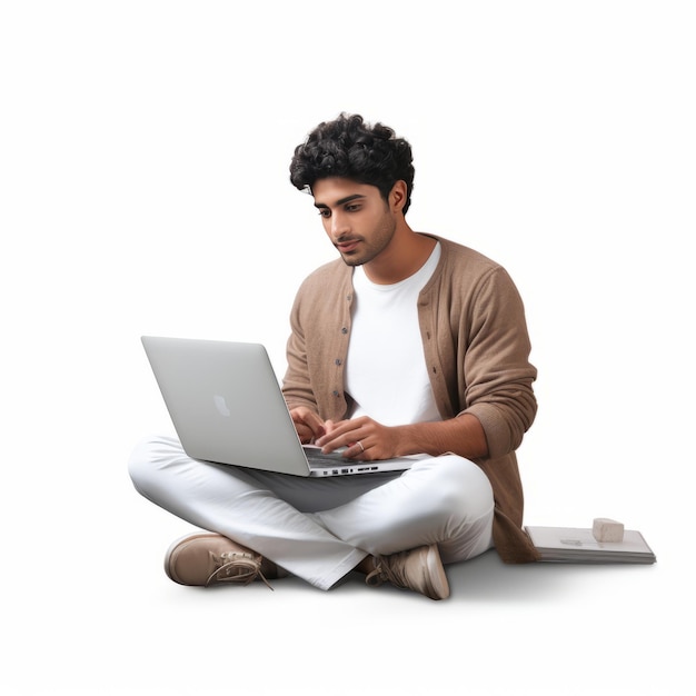 Techsavvy Kerala Youth Harnesses the Power of Laptops A Realistic 8K Render on a Clean White Backg