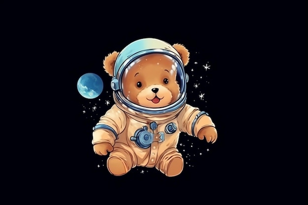 Teddy Bear in Astronaut's Space Adventure Generative AI