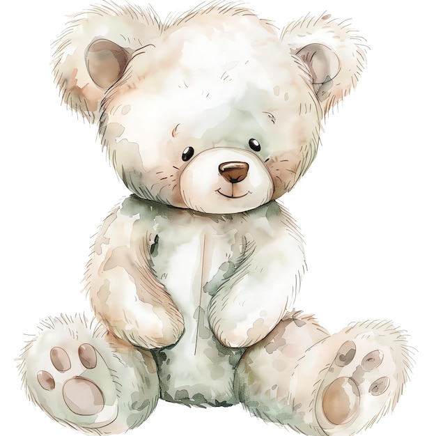 teddy bear for baby nursery watercolor illustration