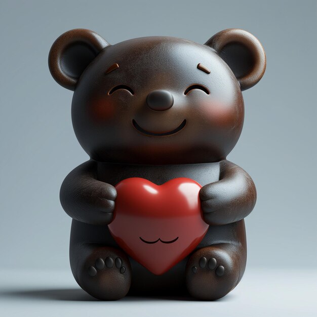 Teddy bear clutching a love heart symbolizing affection