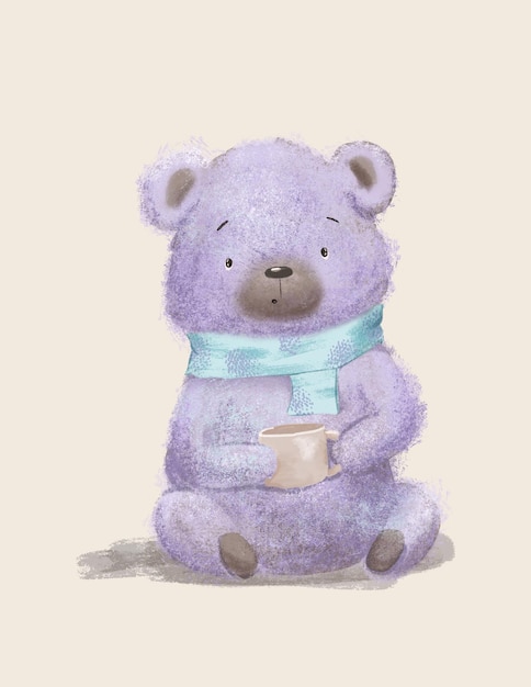 Teddy bear, cute animal for children's room decoration, greeting card, woodland illustration, cartoo