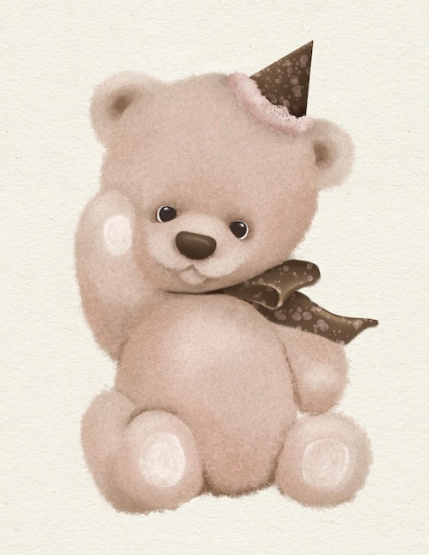 Teddy bear, cute animal for children's room decoration, greeting card, woodland illustration