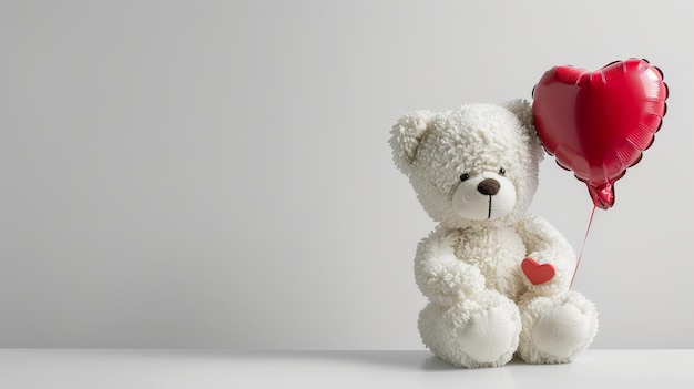 Teddy Bear and Heart Balloon on transparent background