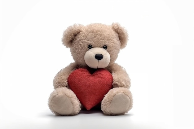 Teddy Bear Holding Heart Isolated on a Transparent Background AI