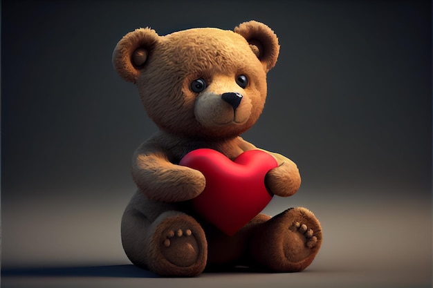 Teddy bear holding heart love valentines day 14 february render realistic