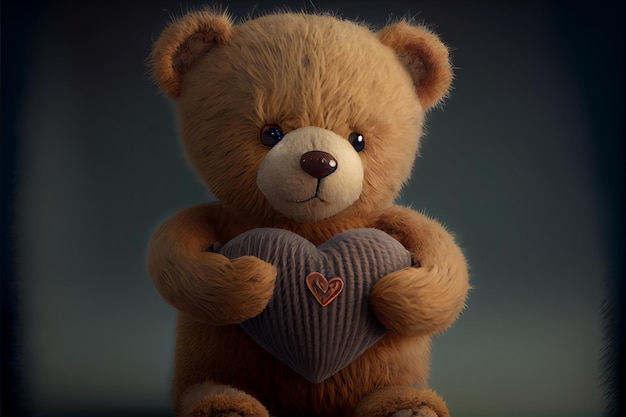 Teddy bear holding heart love valentines day 14 february render realistic