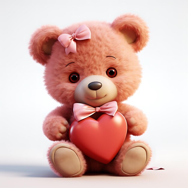 teddy bear holding a heart Valentine Day clipart