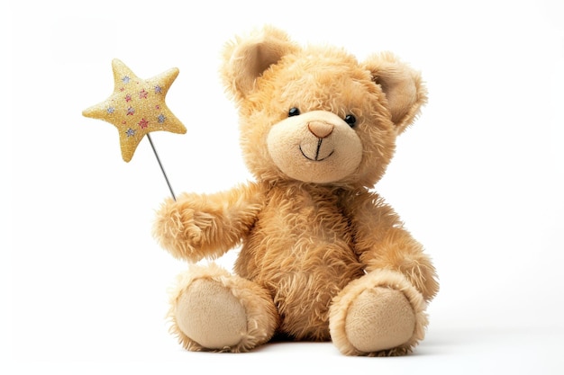 Teddy Bear Holding Star Isolated In Transparent Background