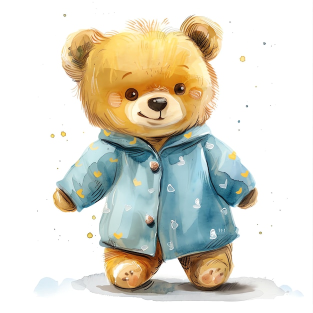 teddy bear in pajamas illustration for kids