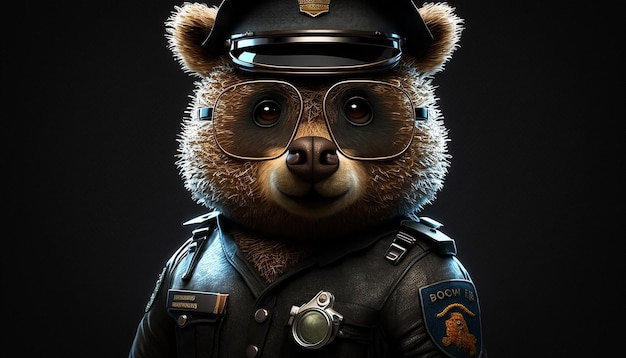 Teddy bear in a police suit Ai generated ar