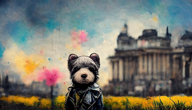 Teddy bear print for clothes Bright background