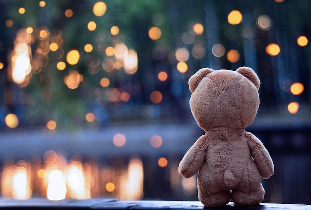 Teddy bear rear view Background picture with bokeh