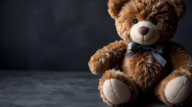 Teddy bear with dark grey background