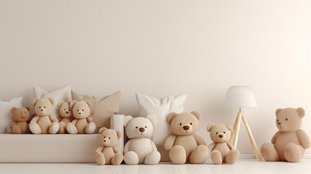 Teddy bears and pillows interior design