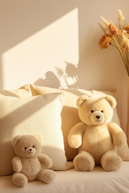 Teddy bears and pillows interior design