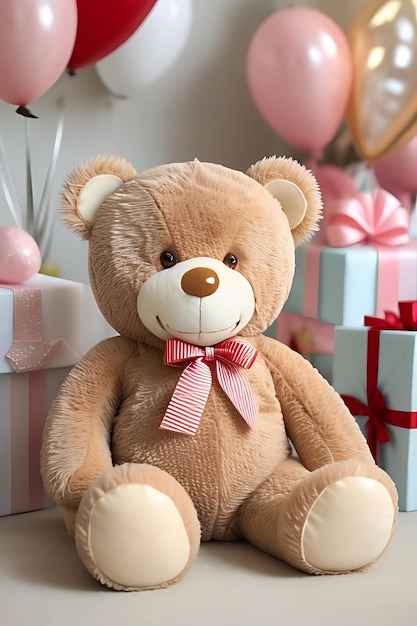 teddy beer with gift boxes