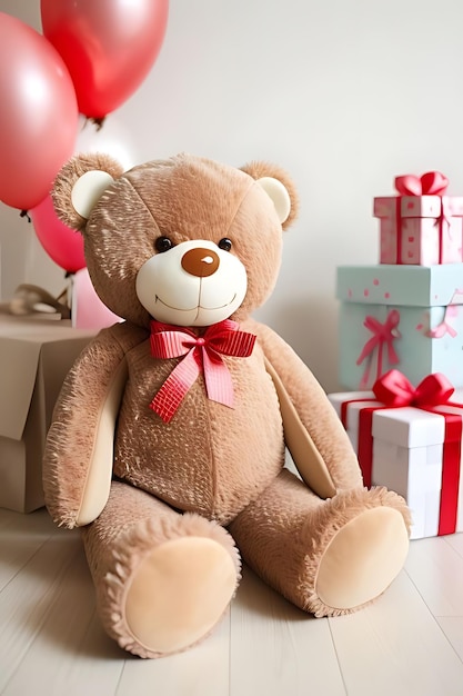 teddy beer with gift boxes