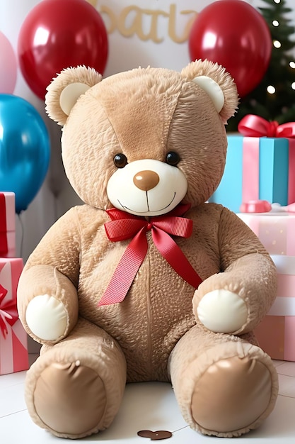 teddy beer with gift boxes