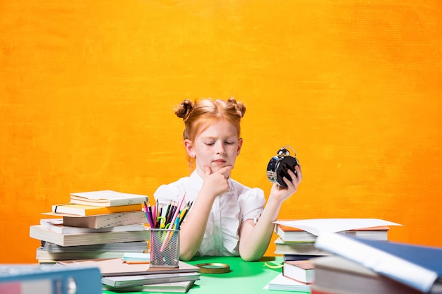 Teen girl with lot of books