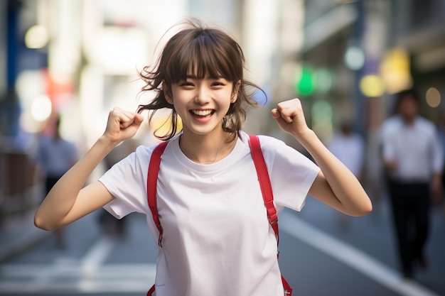 Photo teen pretty japanese girl at outdoors