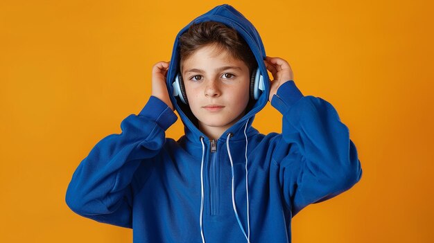 Photo teenage boy in a blue shirt