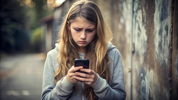 Teenage Girl Being Bullied By Text Message