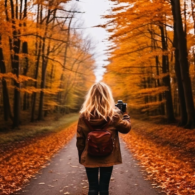 Photo teenage girl photographing through camera